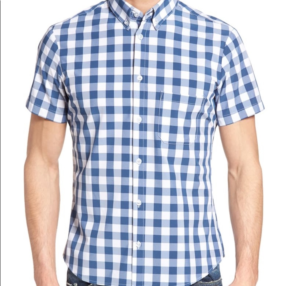 Mizzen+Main Slim Fit Gingham Perfomance shirt Sz M